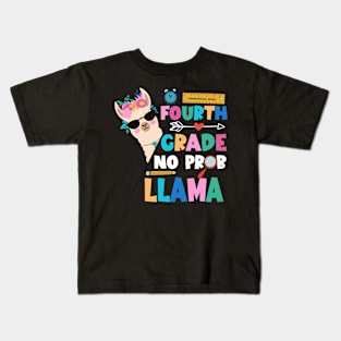 Fourth Grade Teacher 100th day of school No Prob Llama Kids T-Shirt